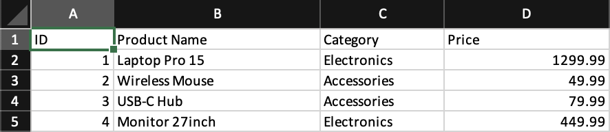 Basic workbook output